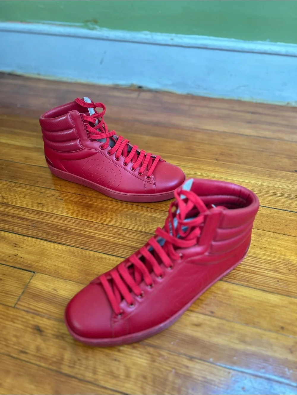Gucci Ace Red Leather High-Top Sneakers